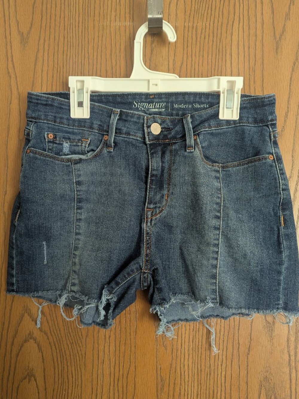 Levi's Strauss Signature Modern Raw Hem Distressed Denim Blue Jean Shorts-4/27